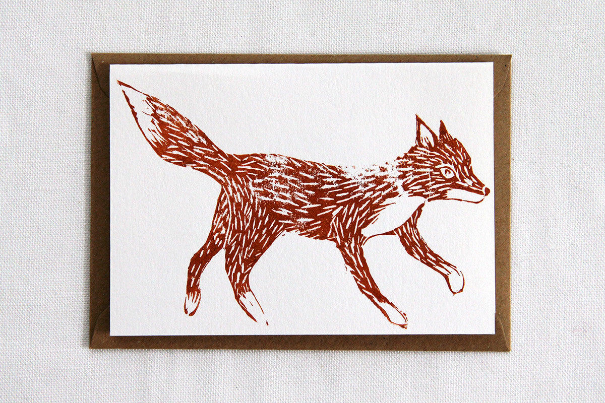 Lino Cut Fox Card